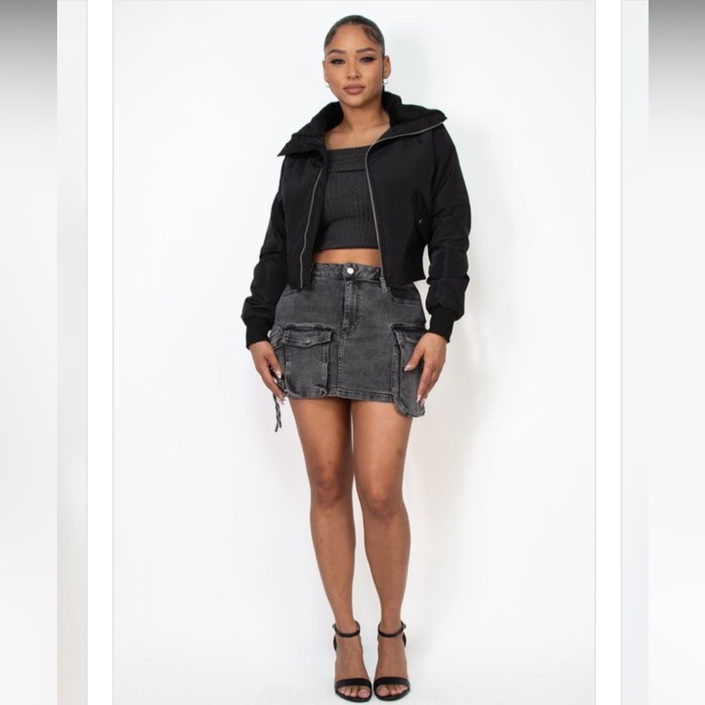 A woven bespoke style faux fur padded jacket 🧥